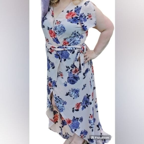 Candies Maxi Jumper Romper Dress Floral Shorts Pink Woman's Size Extra LARGE - Picture 14 of 15